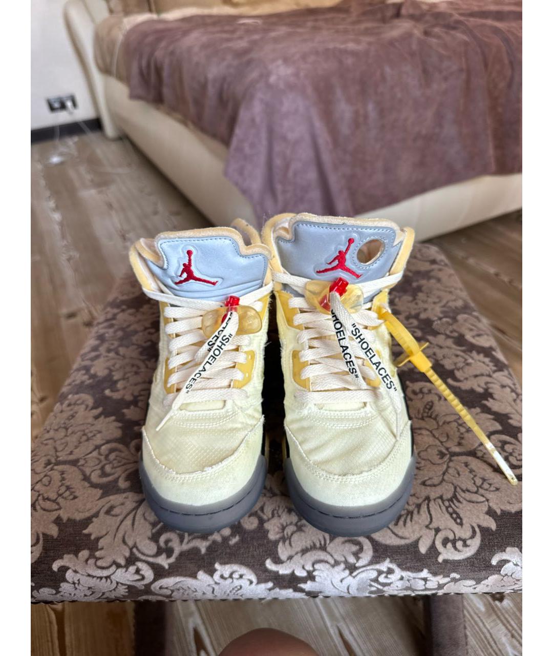 NIKE X OFF-WHITE Бежевые высокие кроссовки / кеды, фото 2
