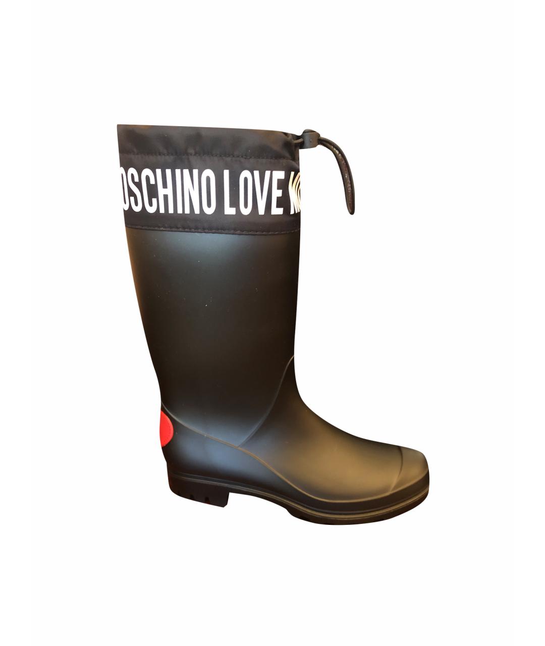 LOVE MOSCHINO Черные синтетические сапоги, фото 1