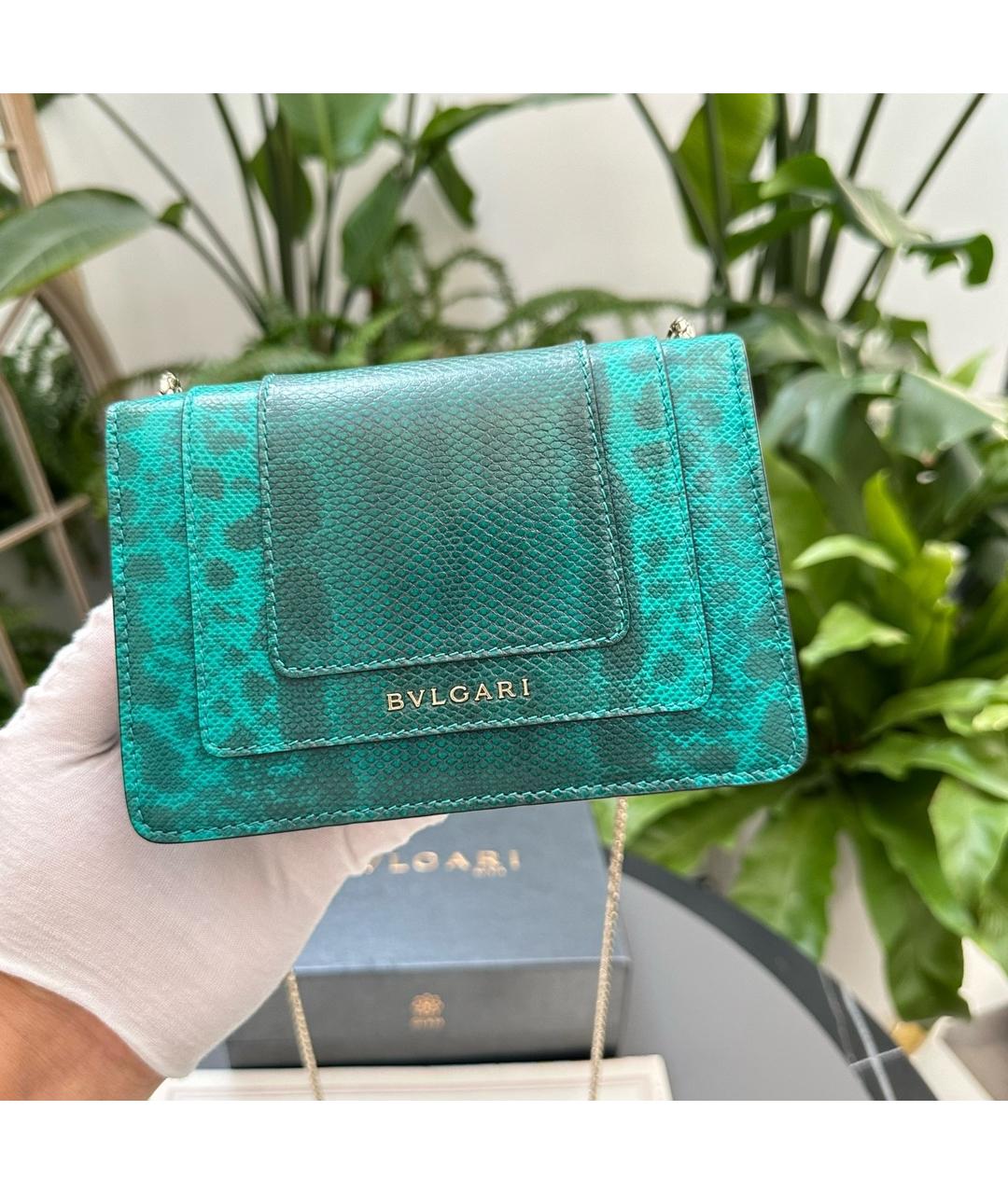 BVLGARI Голубая кожаная сумка через плечо, фото 3