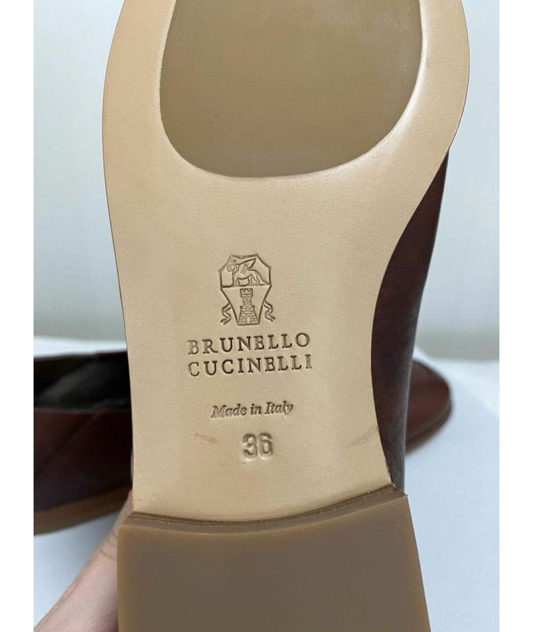 BRUNELLO CUCINELLI Коричневые кожаные лоферы, фото 5