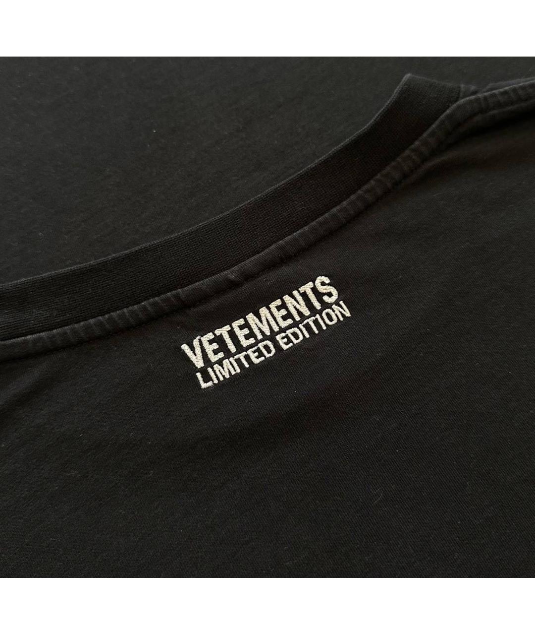 VETEMENTS Черная хлопковая футболка, фото 4