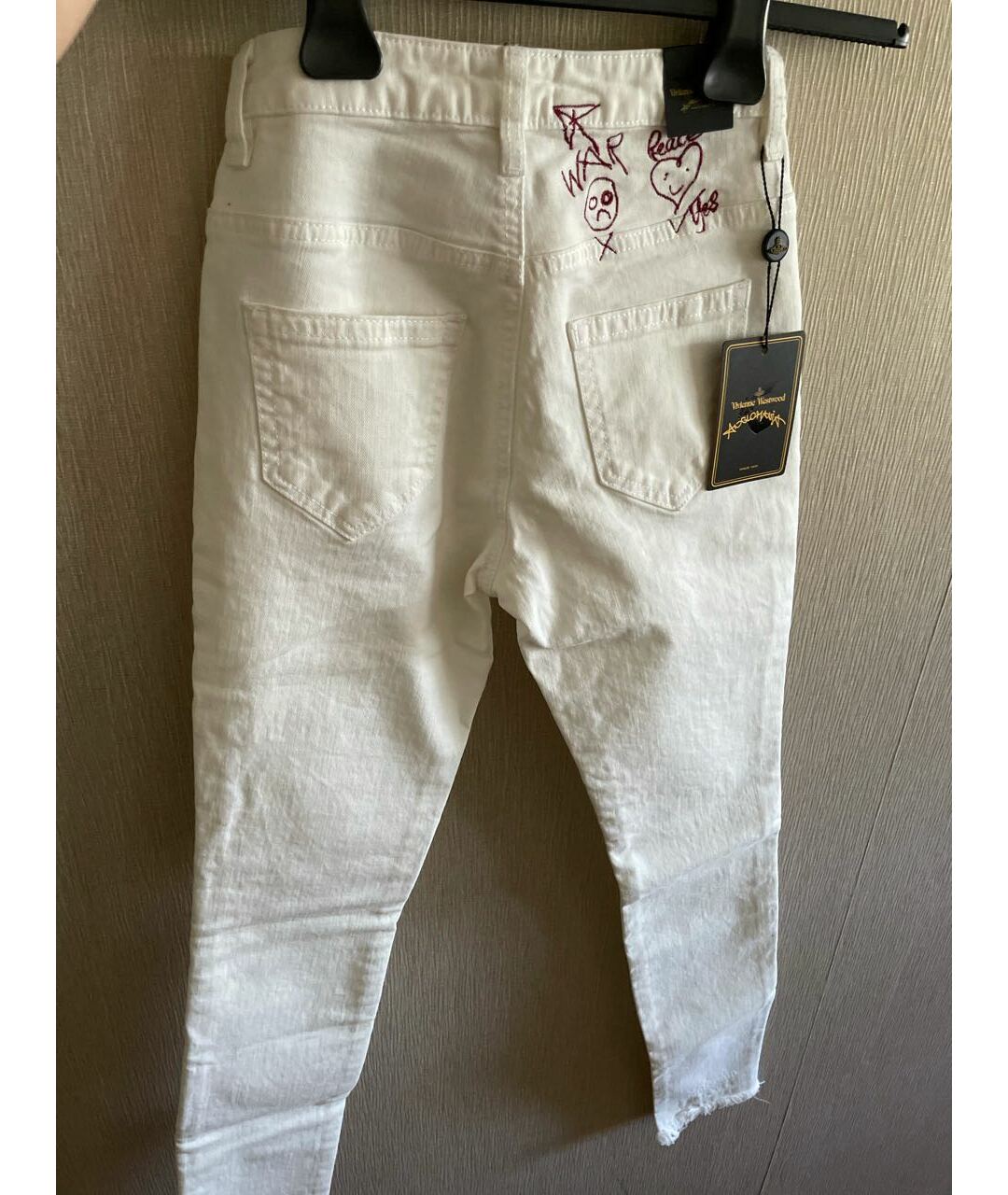 VIVIENNE WESTWOOD ANGLOMANIA Белые хлопковые джинсы слим, фото 2