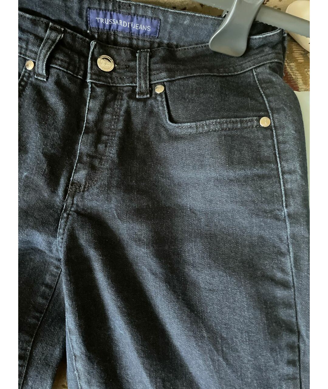 TRUSSARDI JEANS Синие хлопко-эластановые прямые джинсы, фото 4