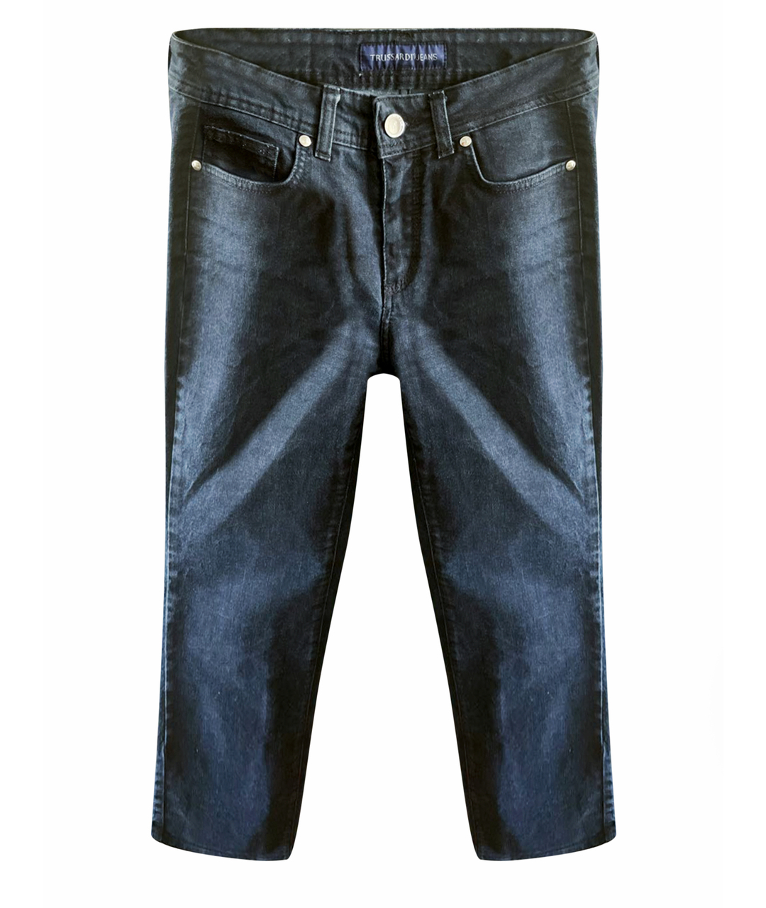TRUSSARDI JEANS Синие хлопко-эластановые прямые джинсы, фото 1
