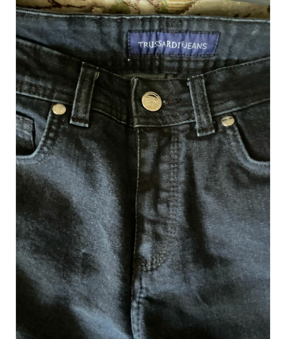 TRUSSARDI JEANS Синие хлопко-эластановые прямые джинсы, фото 3