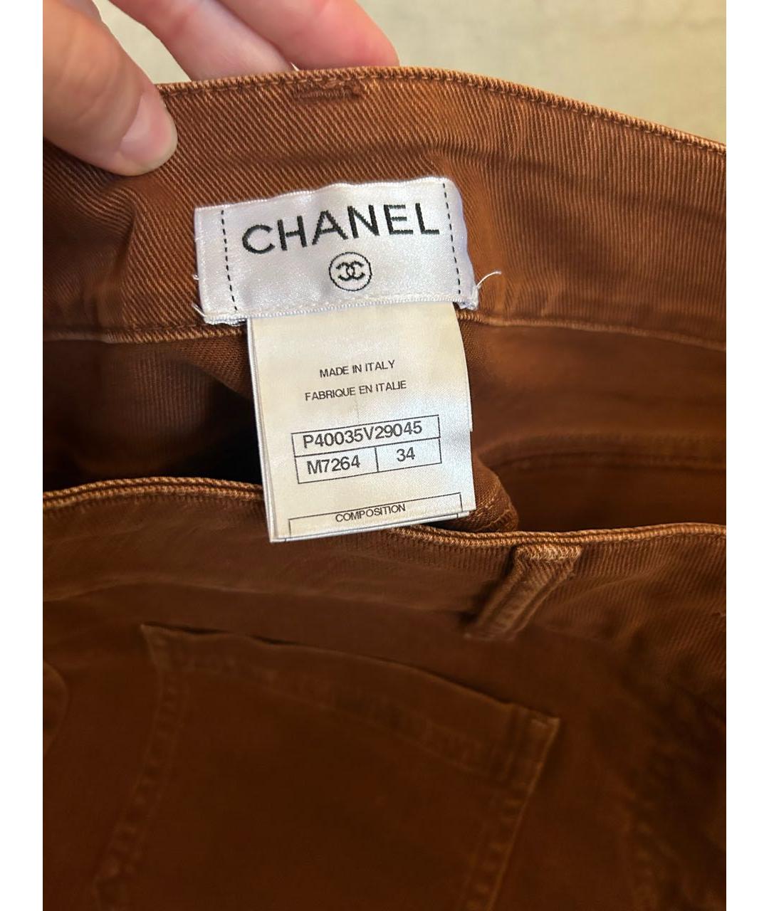CHANEL Коричневая хлопковая юбка мини, фото 3