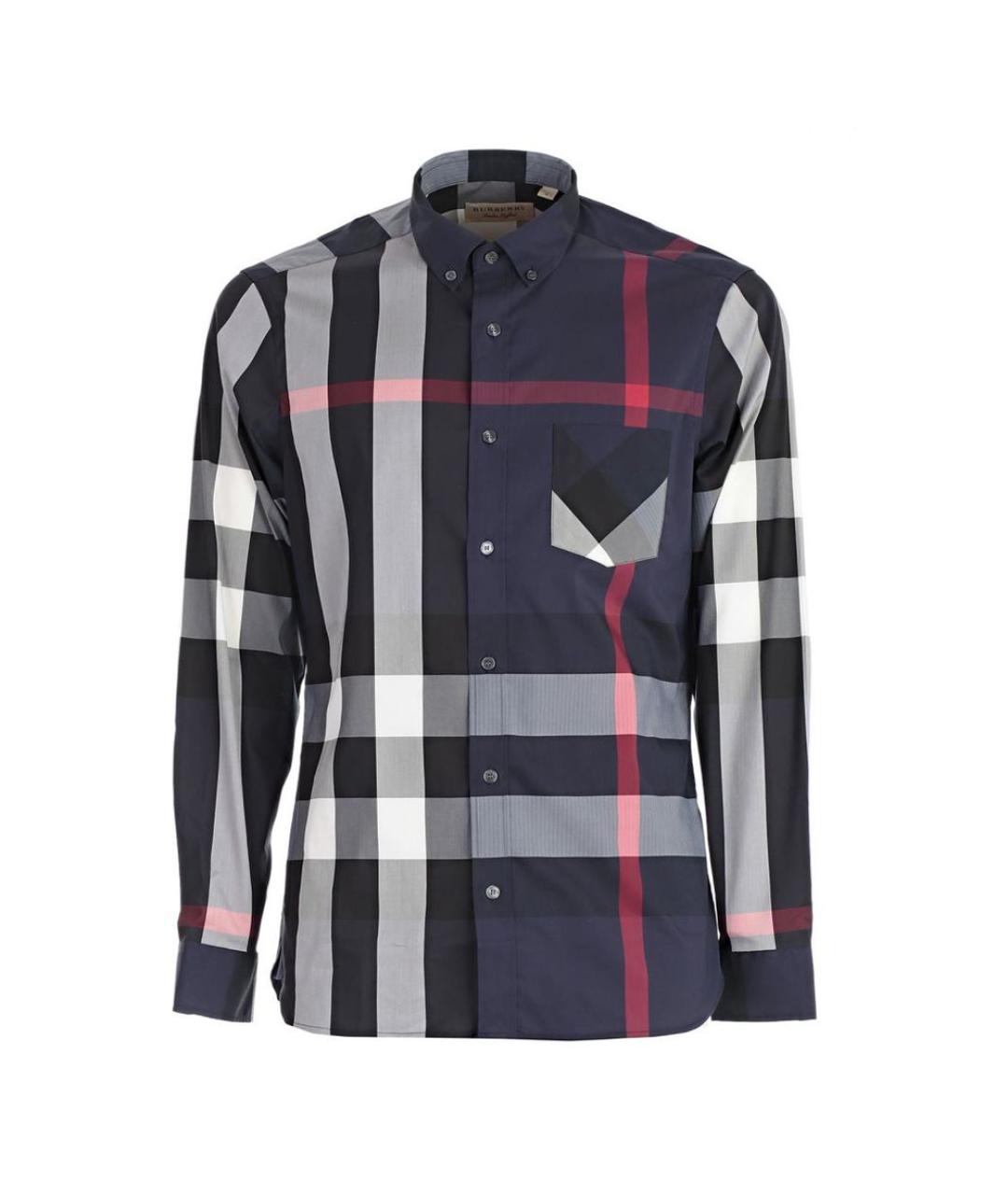 BURBERRY Темно-синяя хлопковая кэжуал рубашка, фото 1