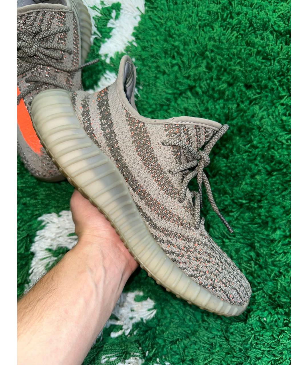 ADIDAS YEEZY Коричневые текстильные низкие кроссовки / кеды, фото 4