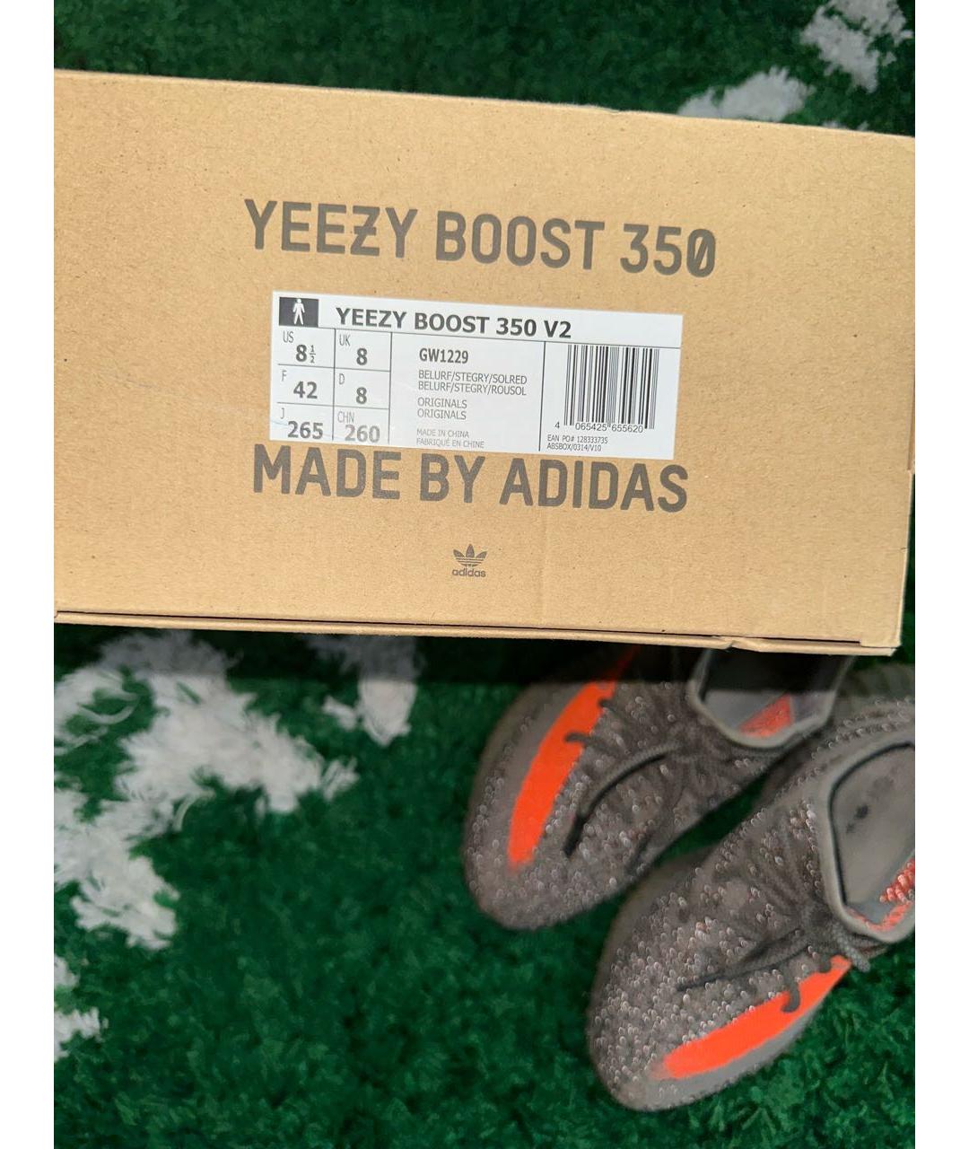 ADIDAS YEEZY Коричневые текстильные низкие кроссовки / кеды, фото 8