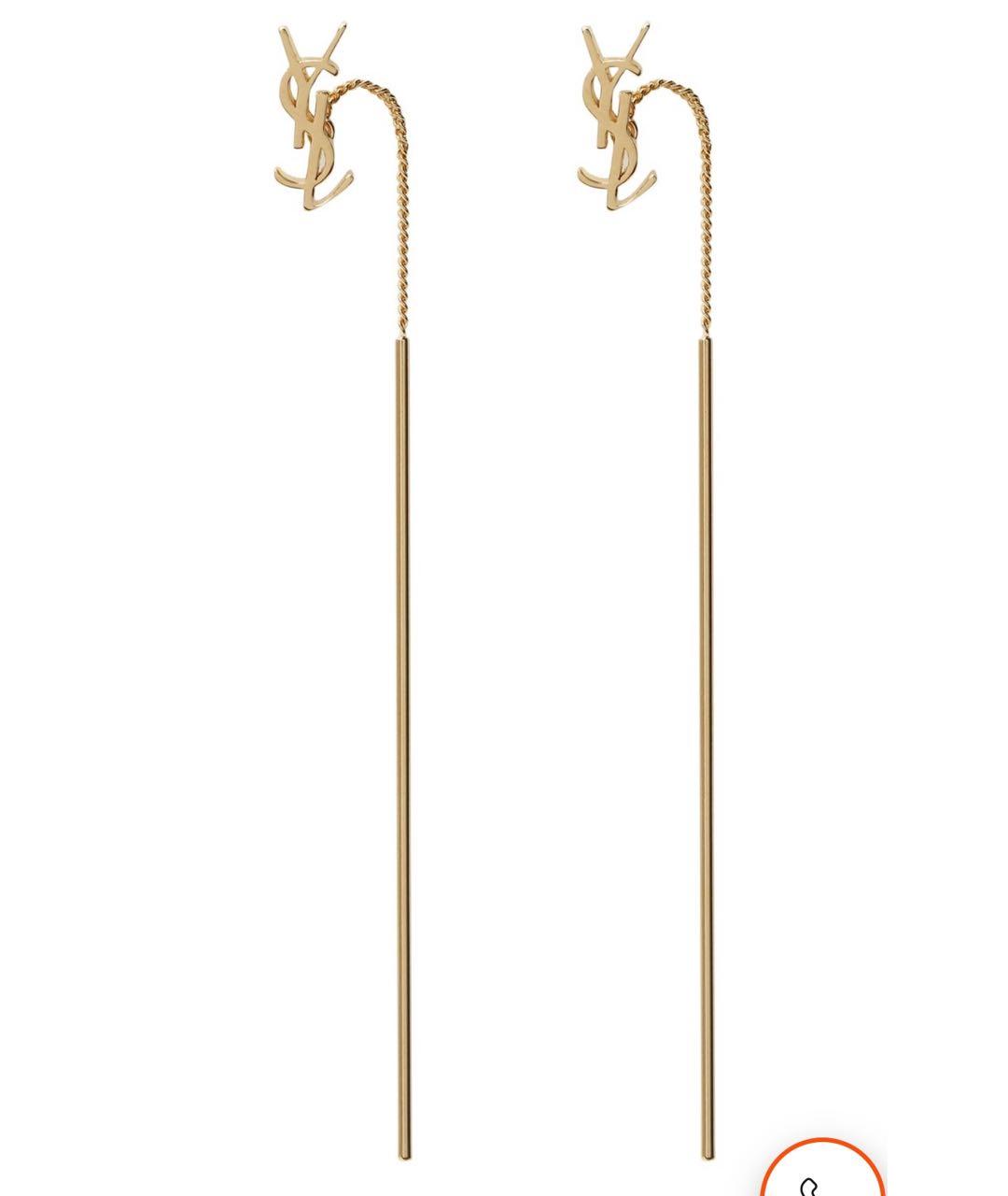SAINT LAURENT Золотые латунные серьги, фото 8