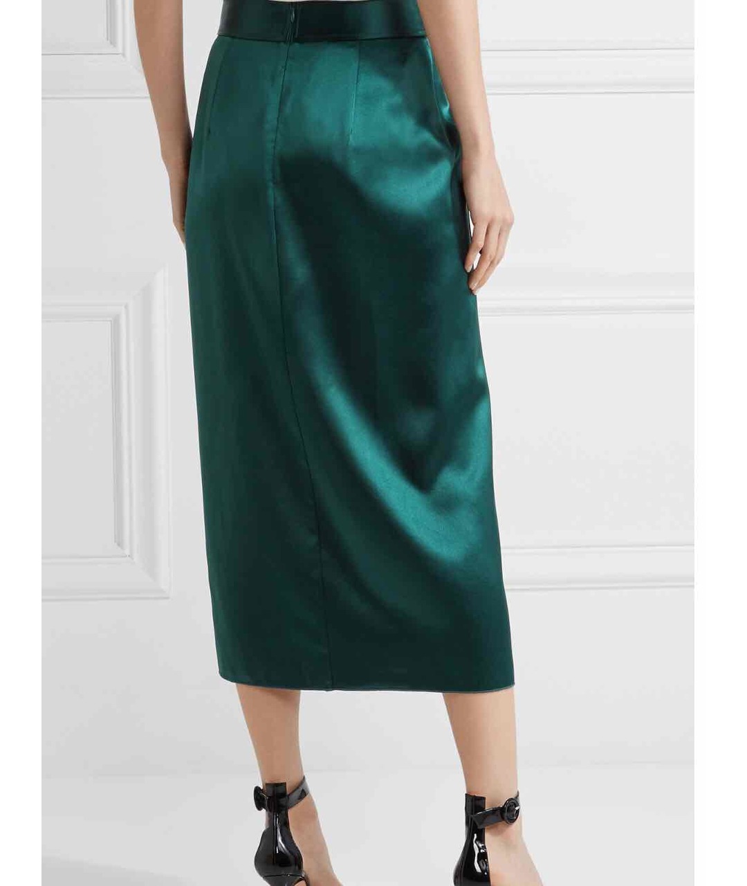 DION LEE Зеленая шелковая юбка макси, фото 3