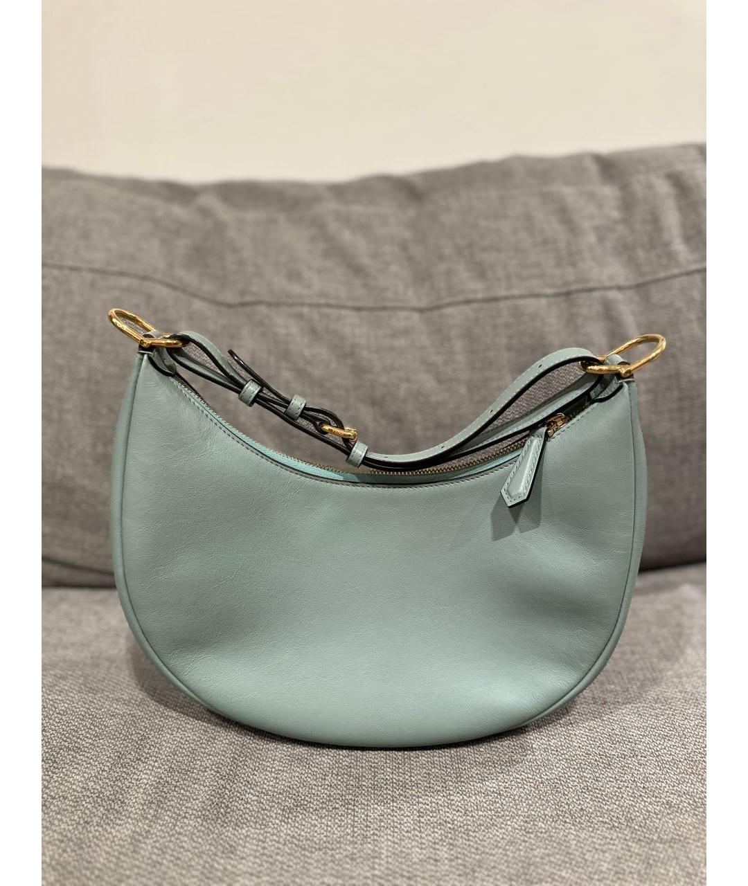 FENDI Бирюзовая кожаная сумка с короткими ручками, фото 6