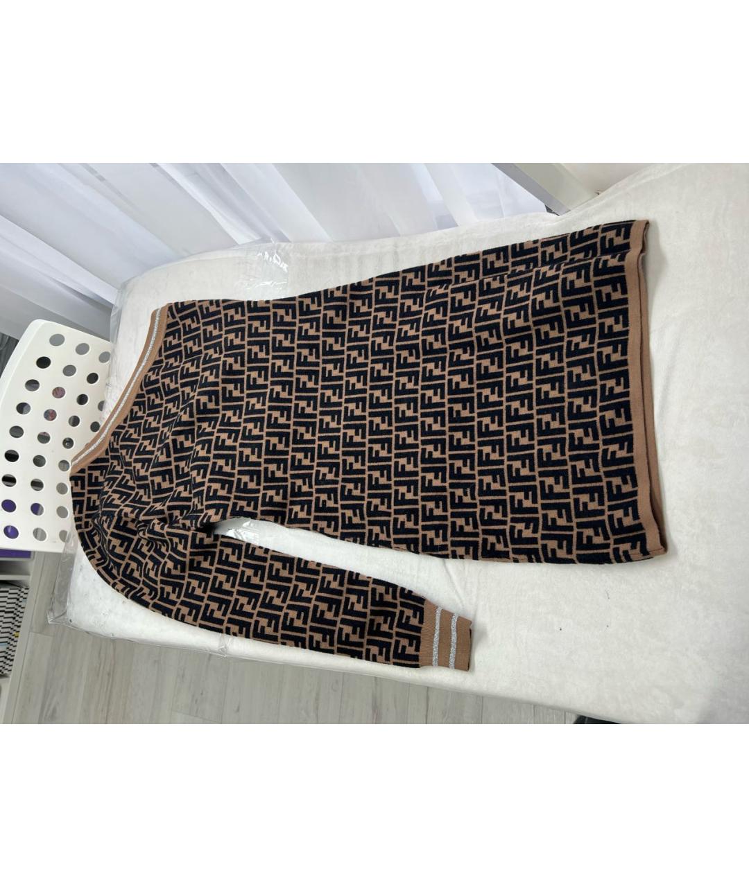 FENDI Коричневое вискозное повседневное платье, фото 2