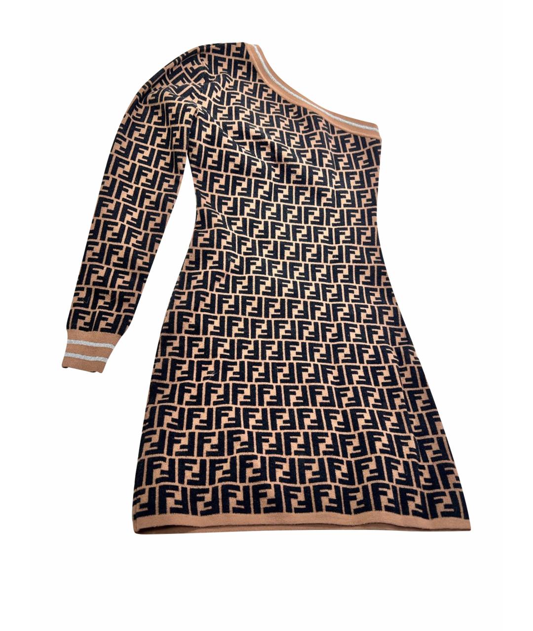 FENDI Коричневое вискозное повседневное платье, фото 1