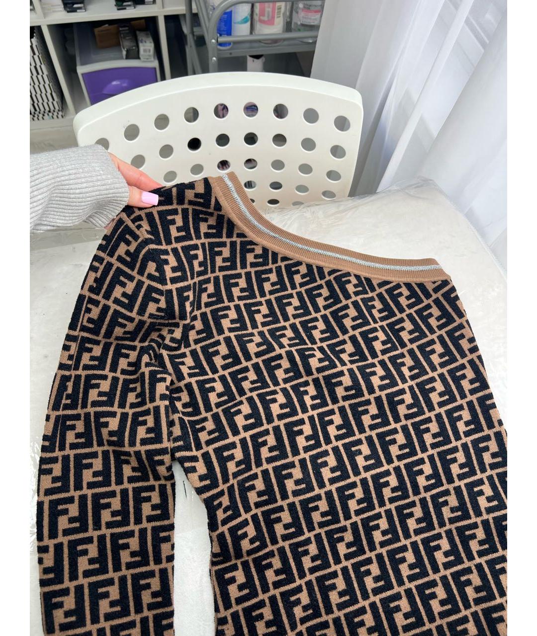 FENDI Коричневое вискозное повседневное платье, фото 3