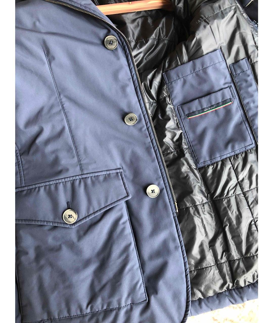 HERNO Синяя полиэстеровая куртка, фото 4