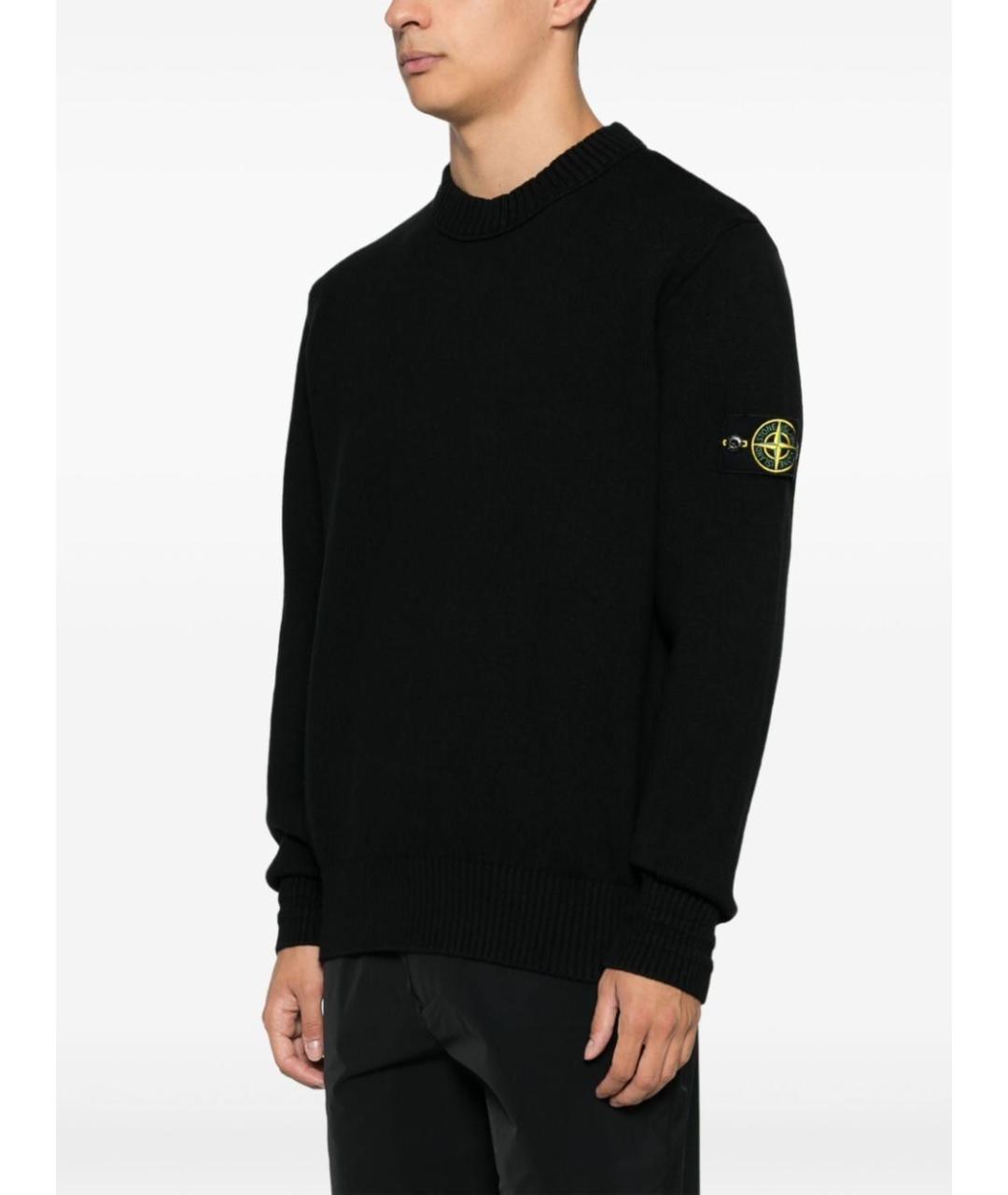 STONE ISLAND Черный хлопковый джемпер / свитер, фото 3