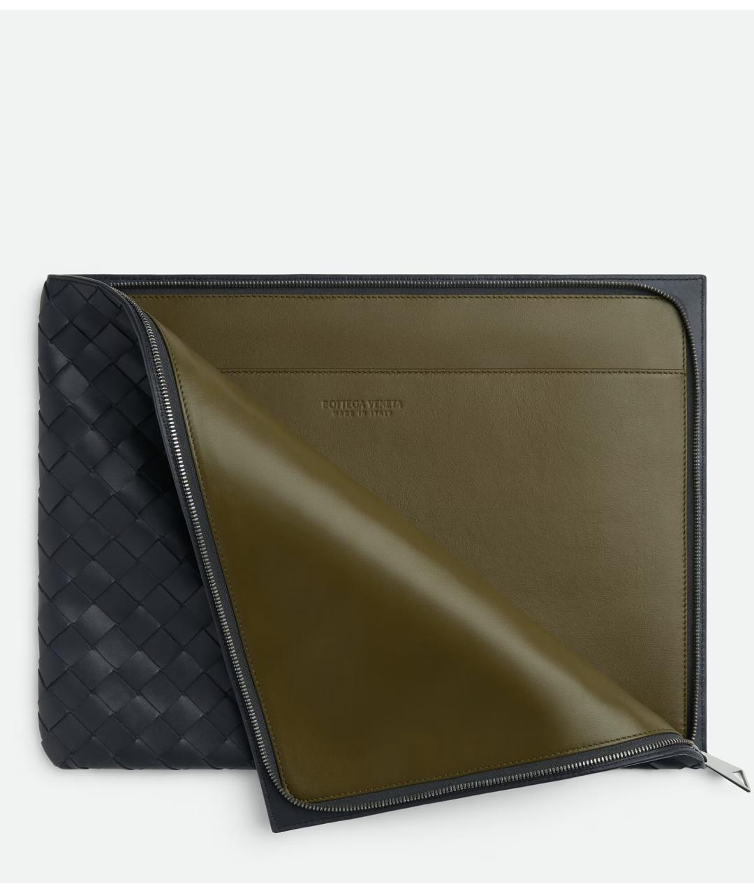 BOTTEGA VENETA Темно-синяя кожаная папка для документов, фото 4