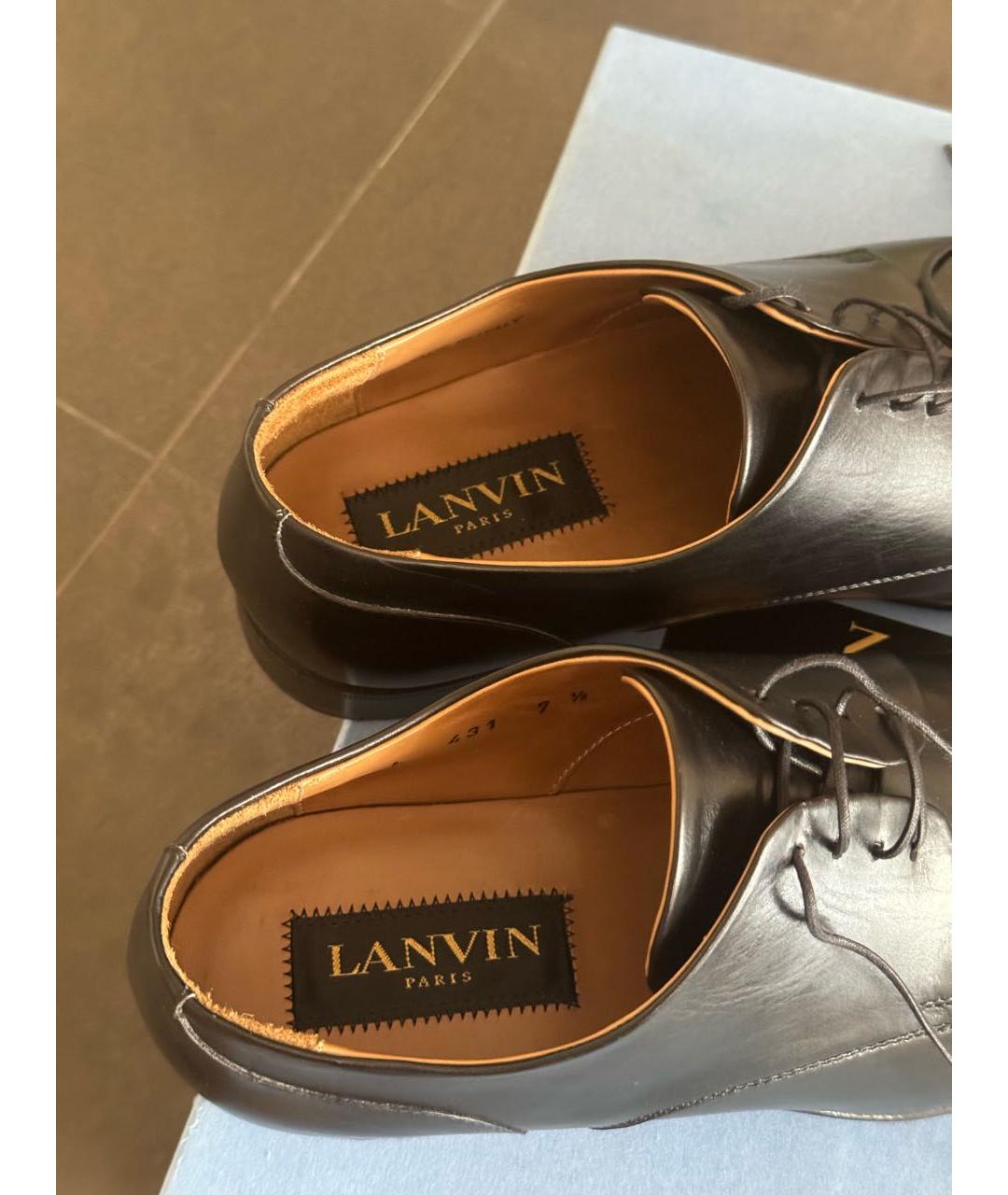 LANVIN Черные кожаные туфли, фото 3