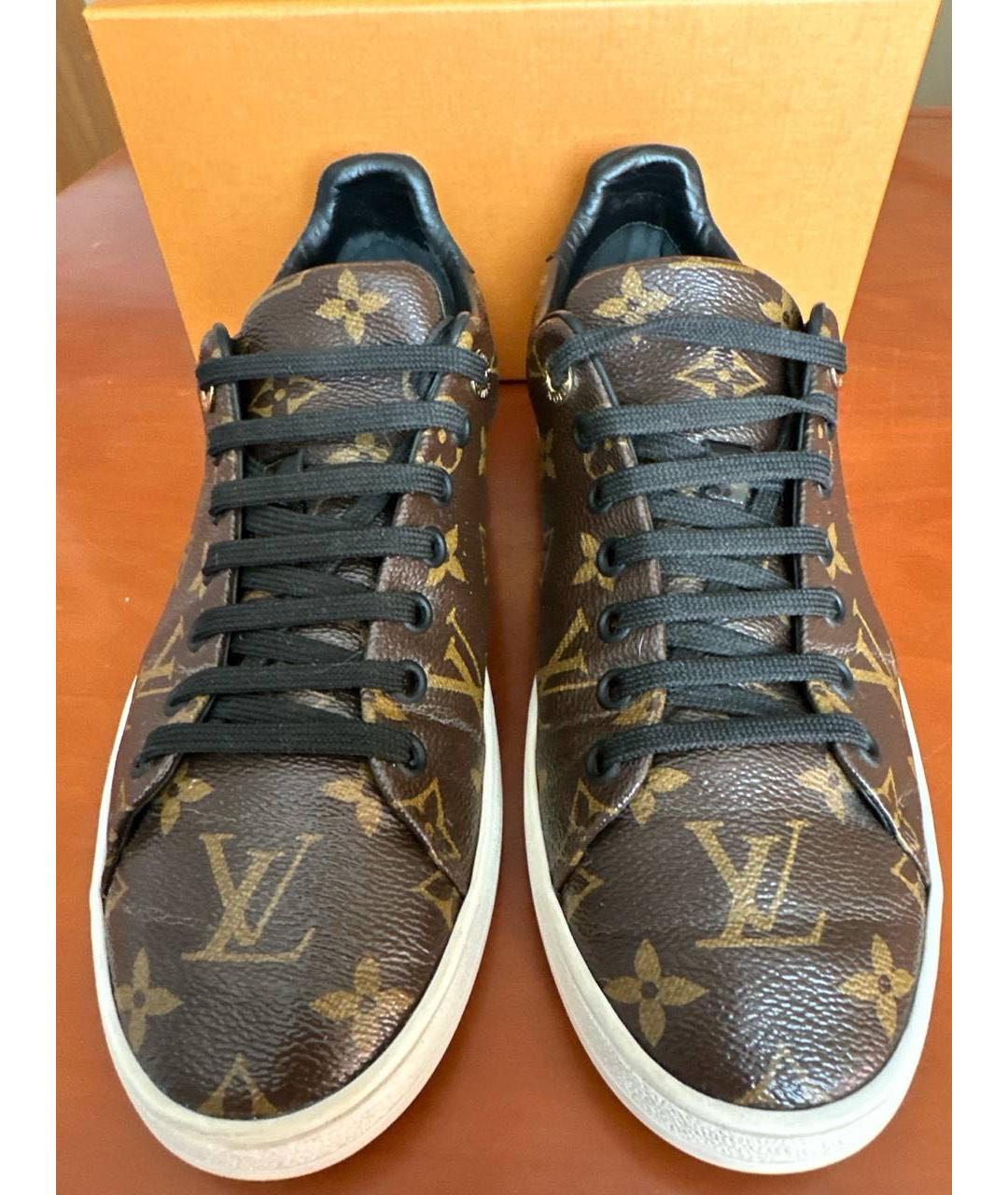 LOUIS VUITTON Коричневые кожаные кроссовки, фото 2