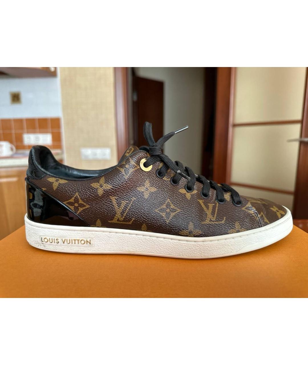 LOUIS VUITTON Коричневые кожаные кроссовки, фото 6