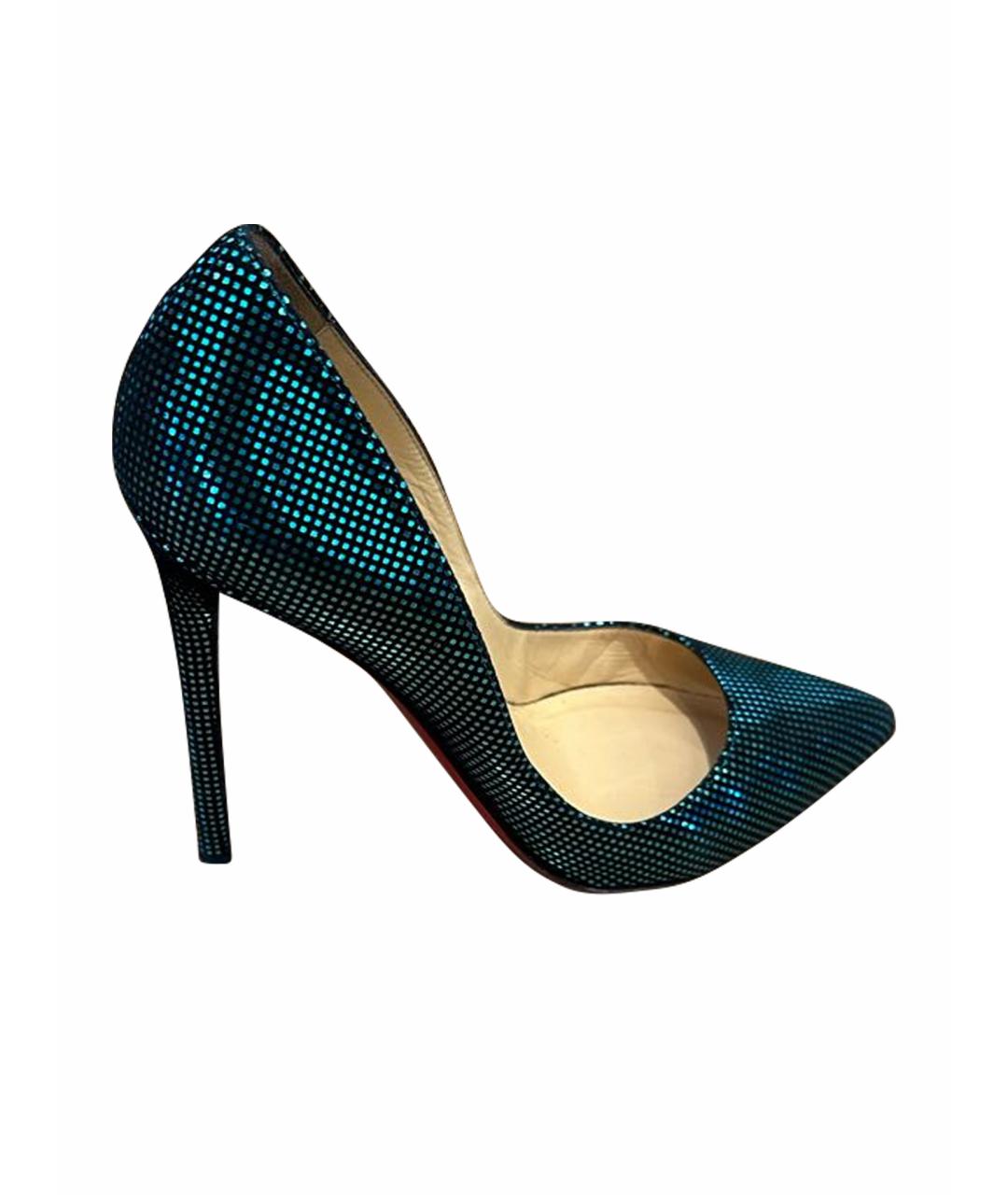 CHRISTIAN LOUBOUTIN Бирюзовые замшевые туфли, фото 1