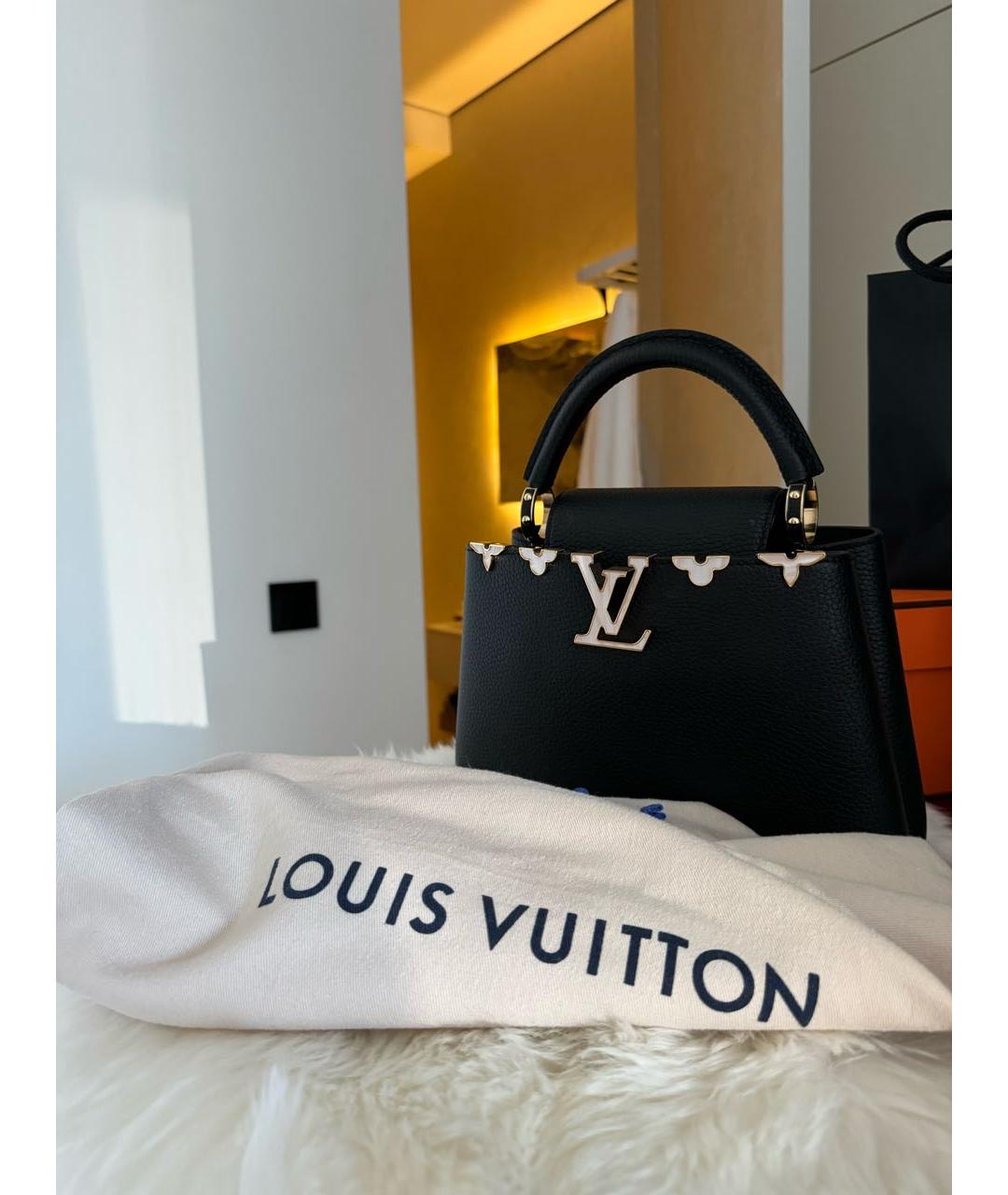 LOUIS VUITTON Черная кожаная сумка с короткими ручками, фото 8