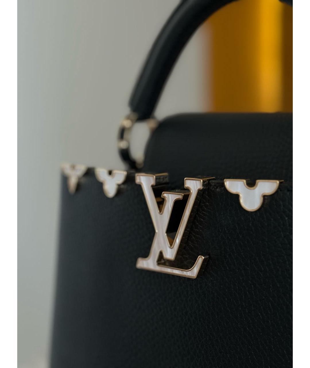 LOUIS VUITTON Черная кожаная сумка с короткими ручками, фото 4