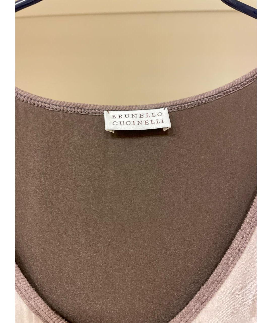 BRUNELLO CUCINELLI Коричневая шелковая блузы, фото 3