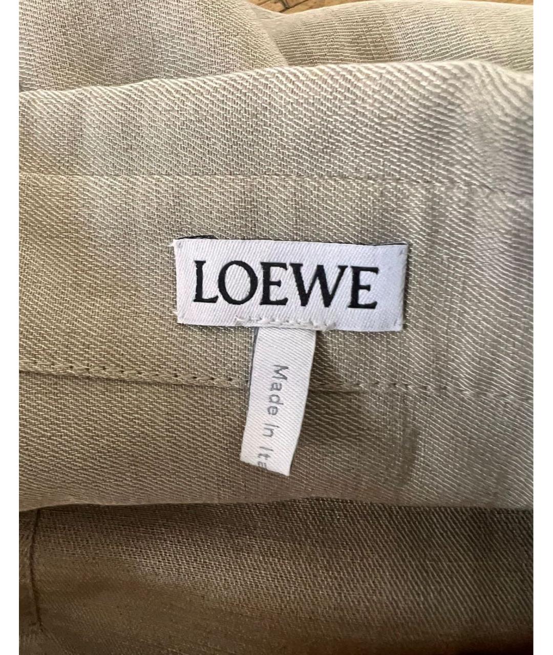 LOEWE Бежевое льняное повседневное платье, фото 6