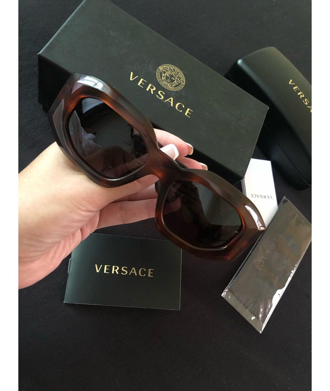 VERSACE Коричневые пластиковые солнцезащитные очки, фото 4