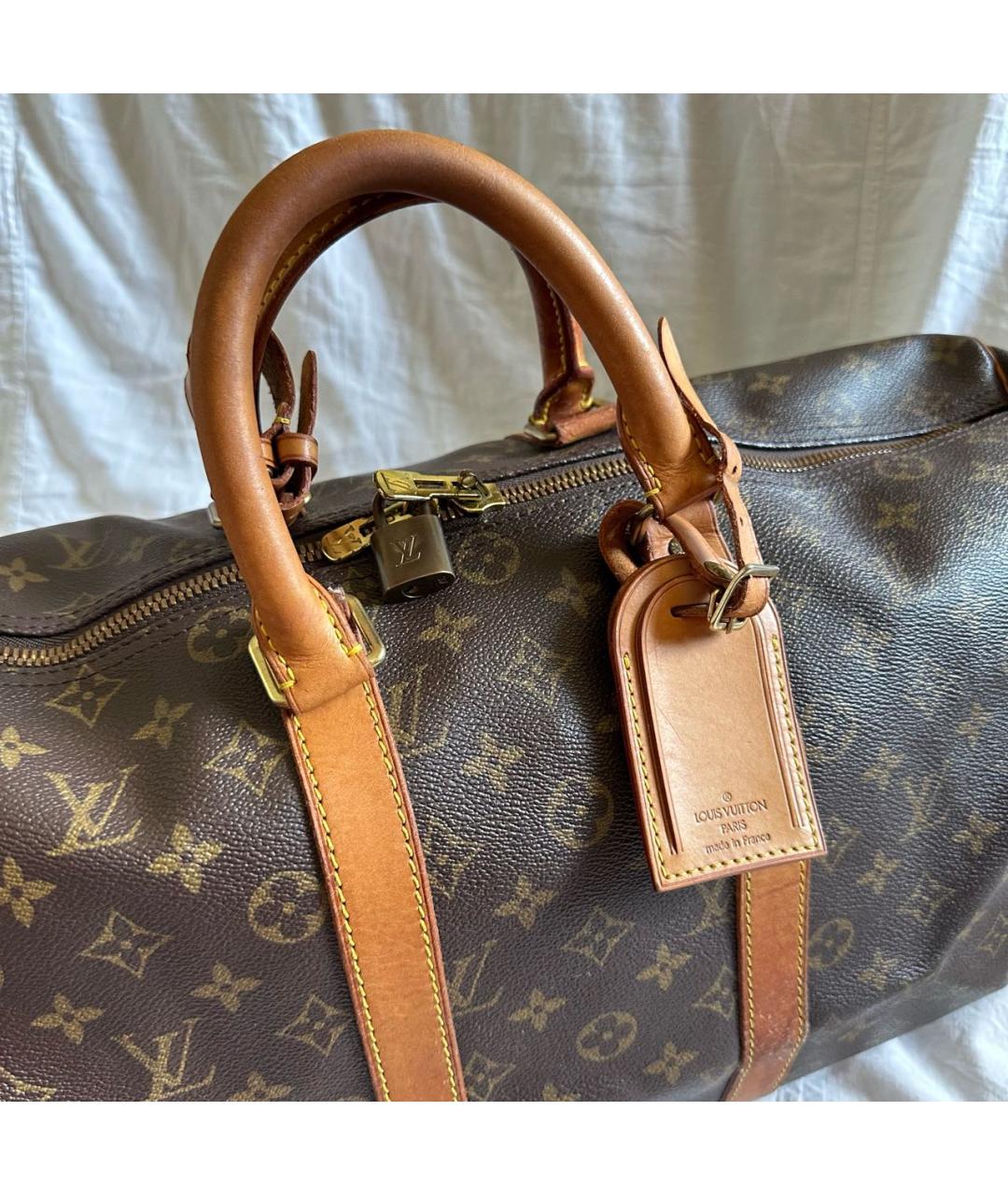 LOUIS VUITTON Коричневая кожаная дорожная/спортивная сумка, фото 2