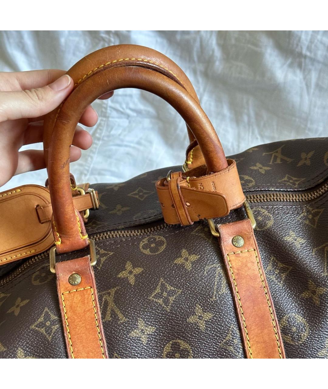 LOUIS VUITTON Коричневая кожаная дорожная/спортивная сумка, фото 4