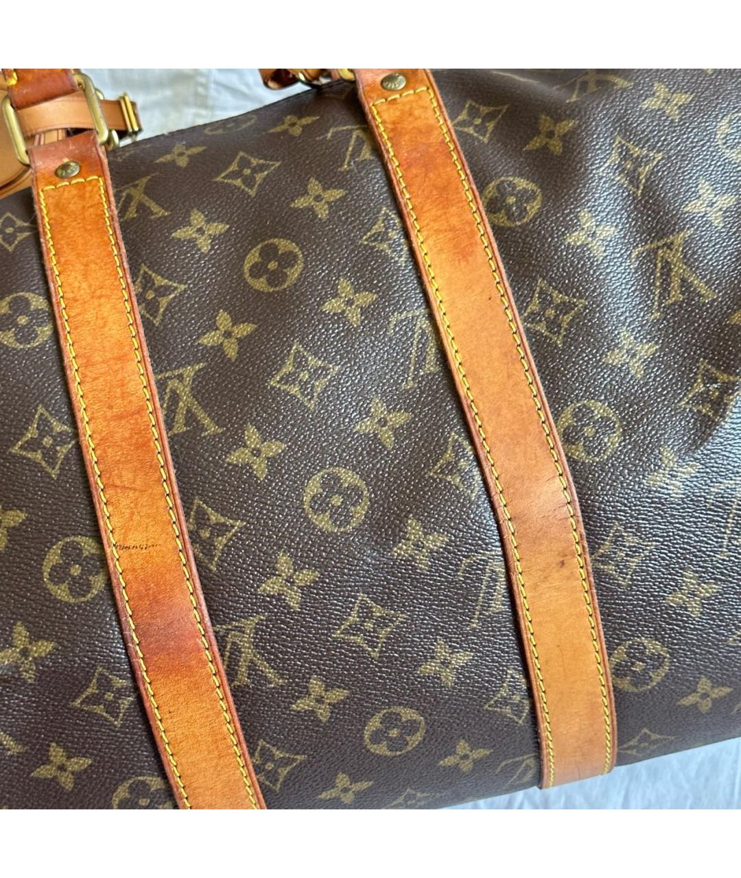 LOUIS VUITTON Коричневая кожаная дорожная/спортивная сумка, фото 5