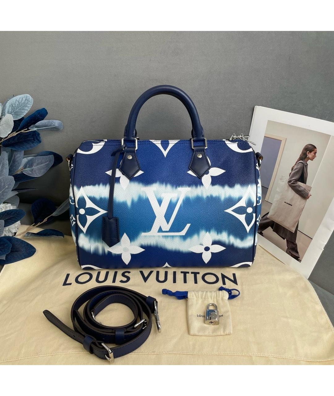 LOUIS VUITTON Голубая сумка через плечо из искусственной кожи, фото 8