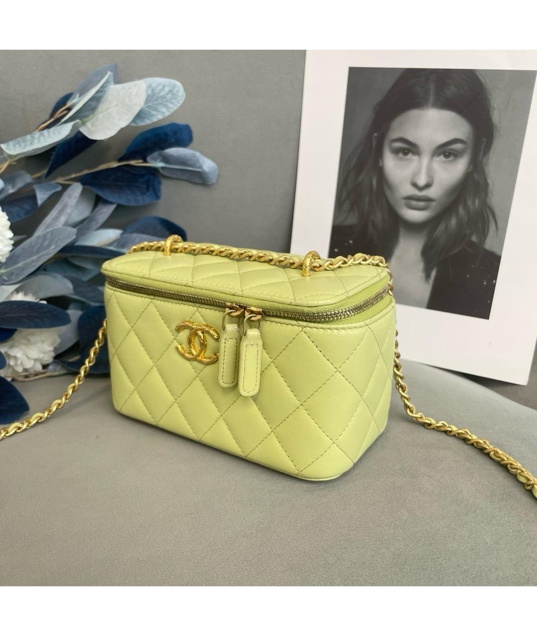 CHANEL Желтая кожаная сумка через плечо, фото 4