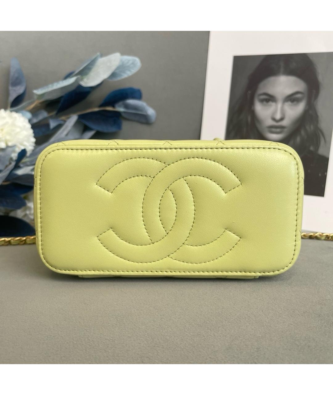 CHANEL Желтая кожаная сумка через плечо, фото 5