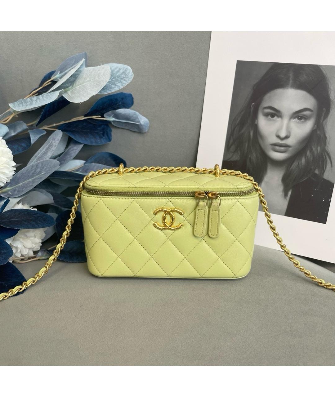 CHANEL Желтая кожаная сумка через плечо, фото 8