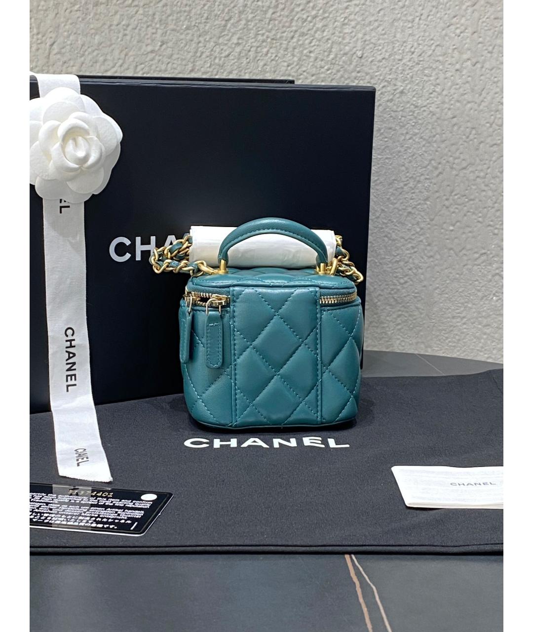 CHANEL Голубая кожаная сумка через плечо, фото 3