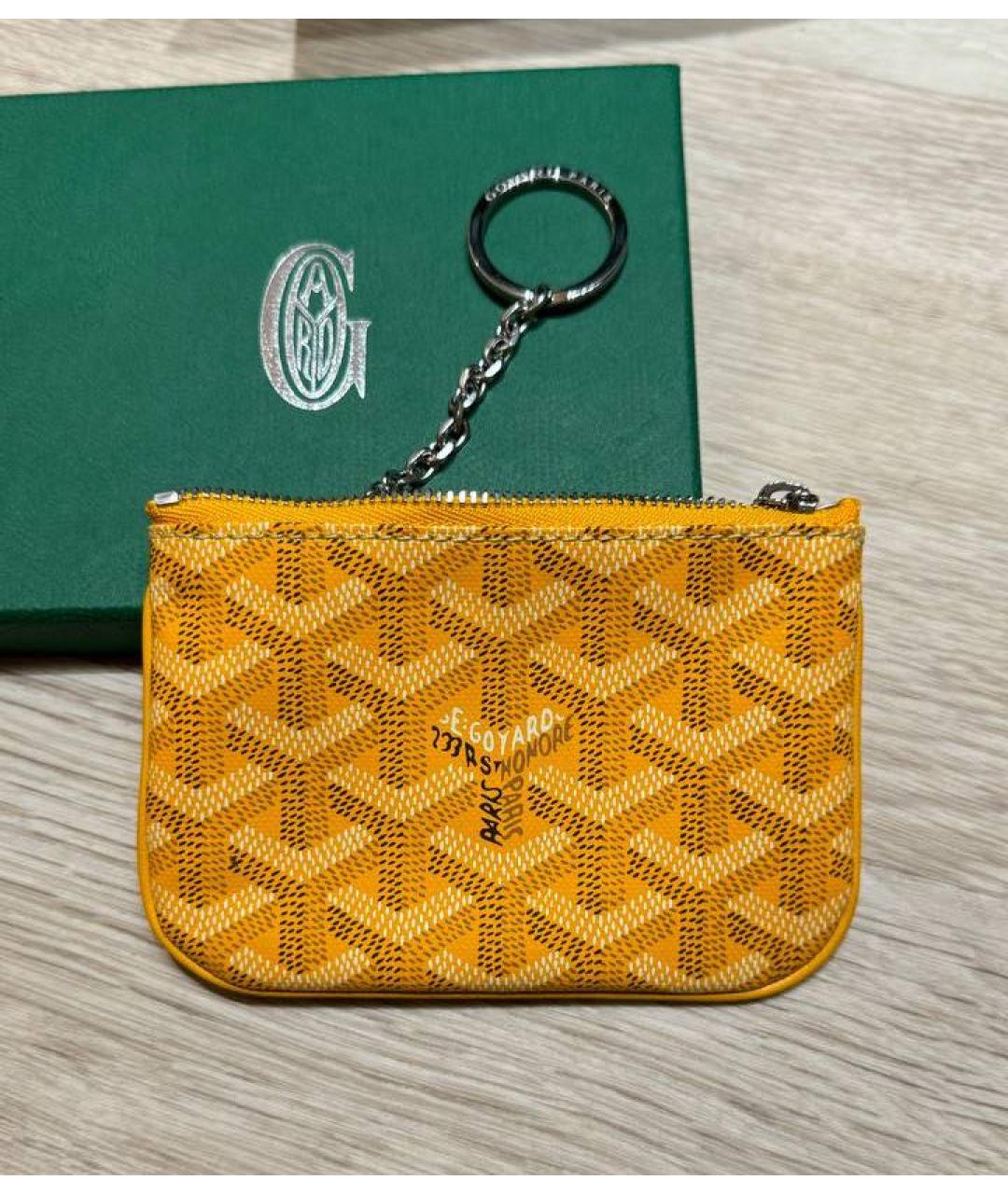 GOYARD Желтый кожаный кошелек, фото 6