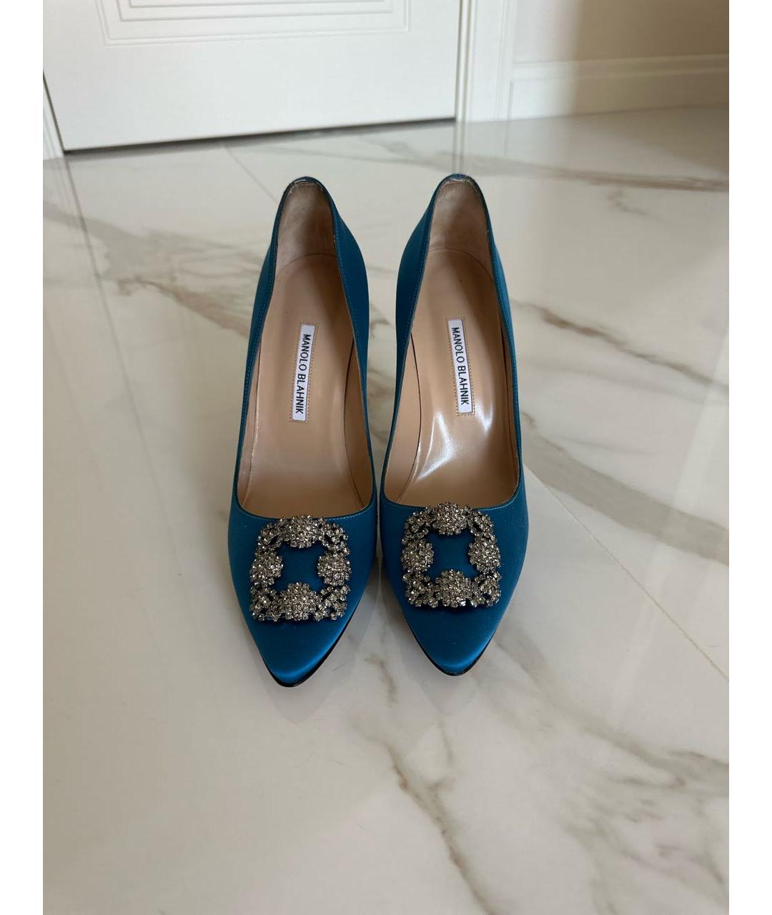 MANOLO BLAHNIK Голубые текстильные туфли, фото 2