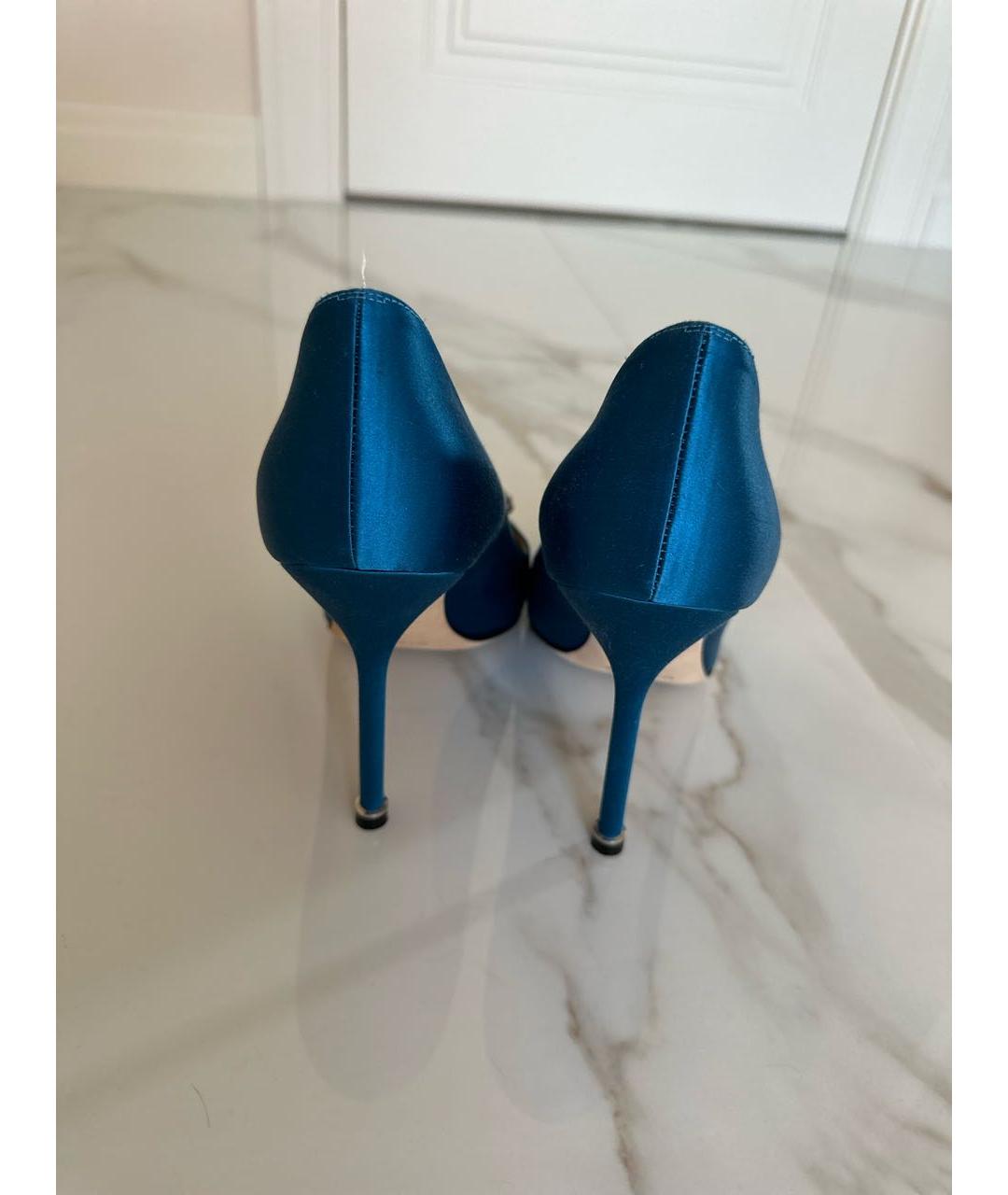 MANOLO BLAHNIK Голубые текстильные туфли, фото 4