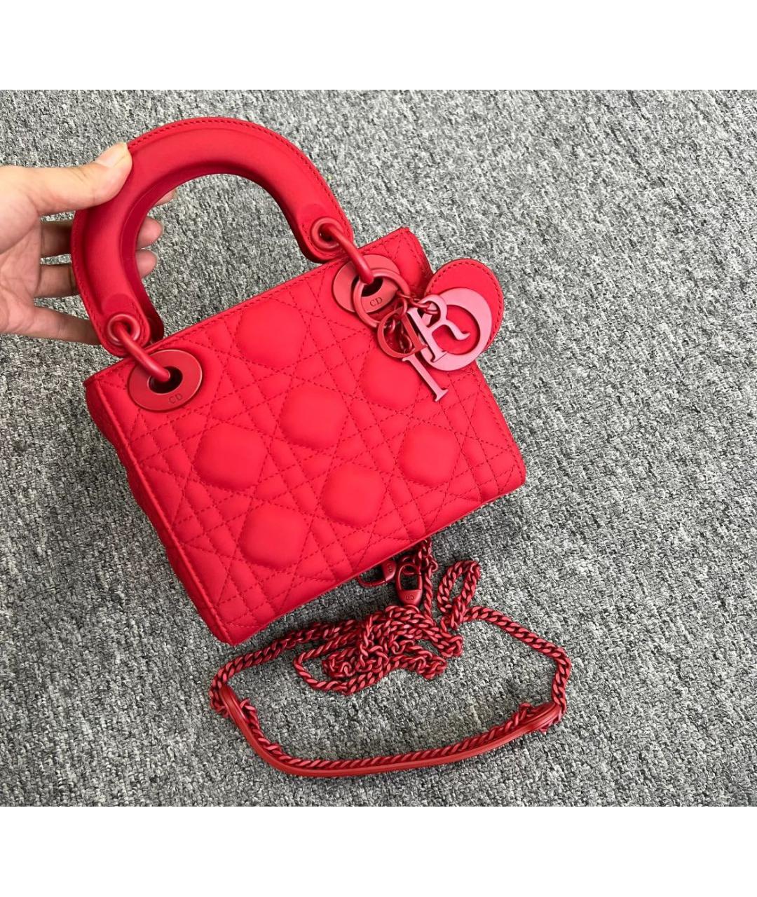 CHRISTIAN DIOR Красная кожаная сумка через плечо, фото 3