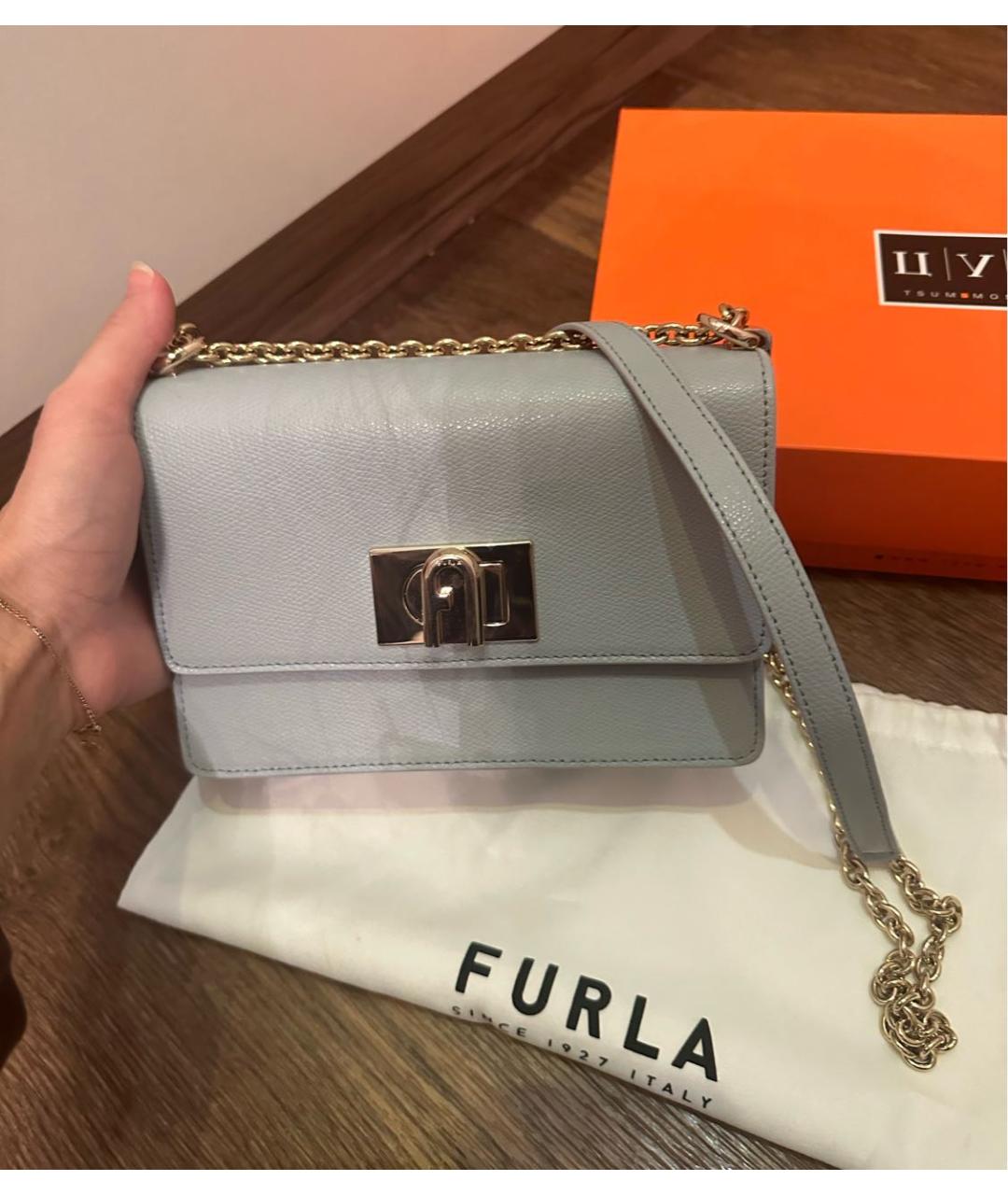 FURLA Голубая кожаная сумка через плечо, фото 6