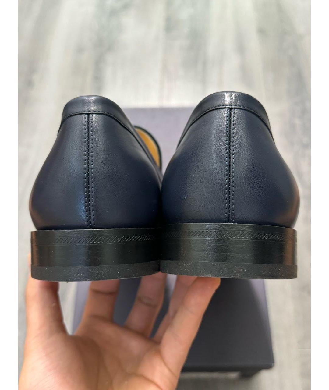 LOUIS VUITTON Темно-синие кожаные лоферы, фото 4