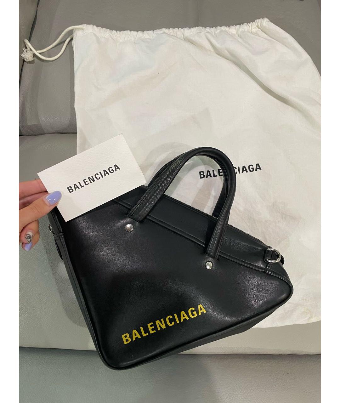 BALENCIAGA Черная кожаная сумка с короткими ручками, фото 6