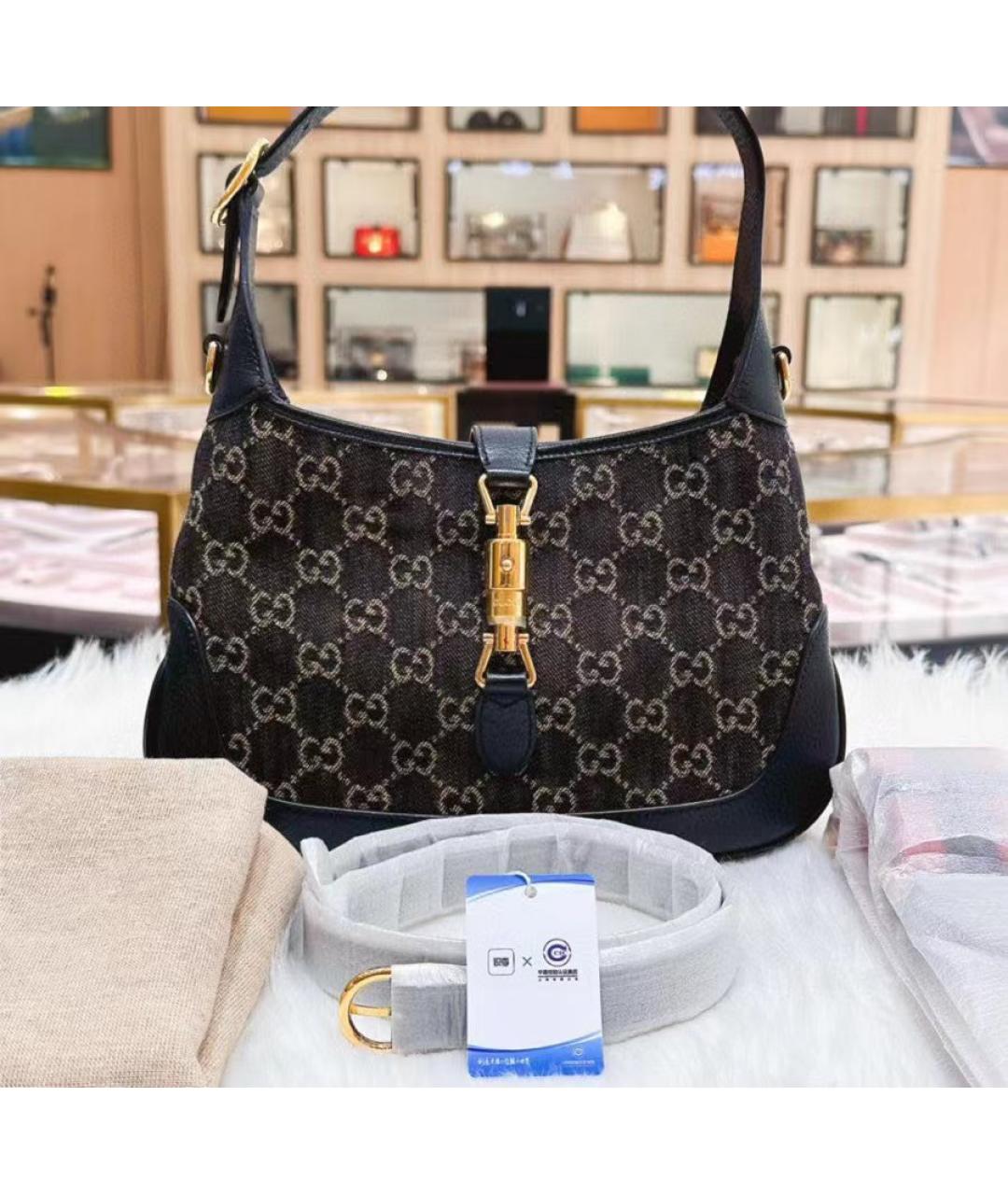 GUCCI Черная деним сумка через плечо, фото 6