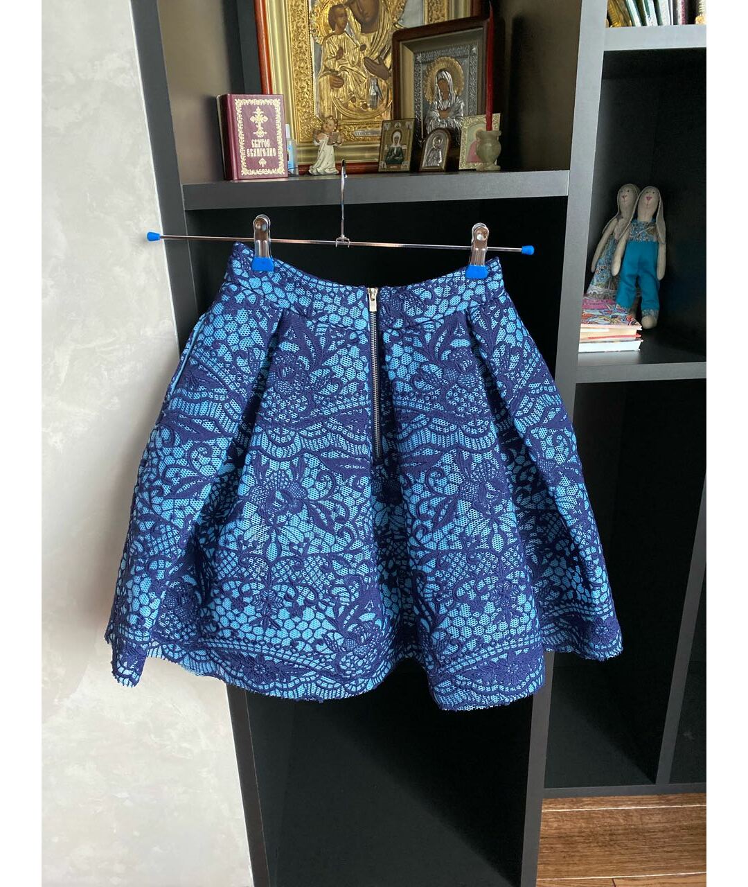 MAJE Синяя полиэстеровая юбка миди, фото 3