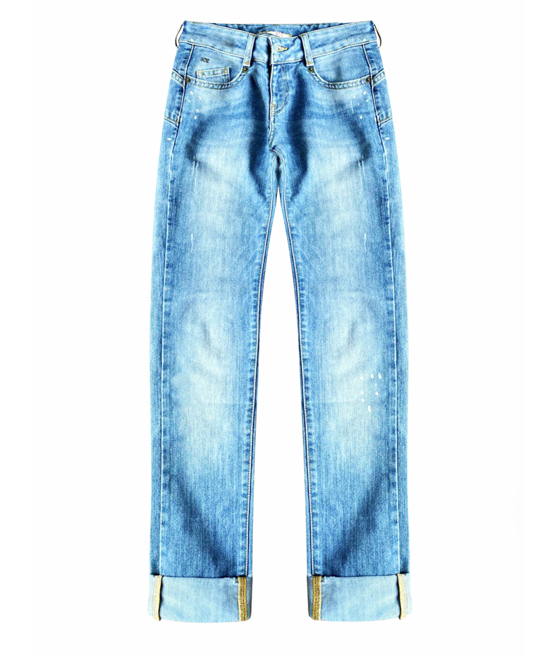 ICEBERG Голубые хлопко-эластановые прямые джинсы, фото 1