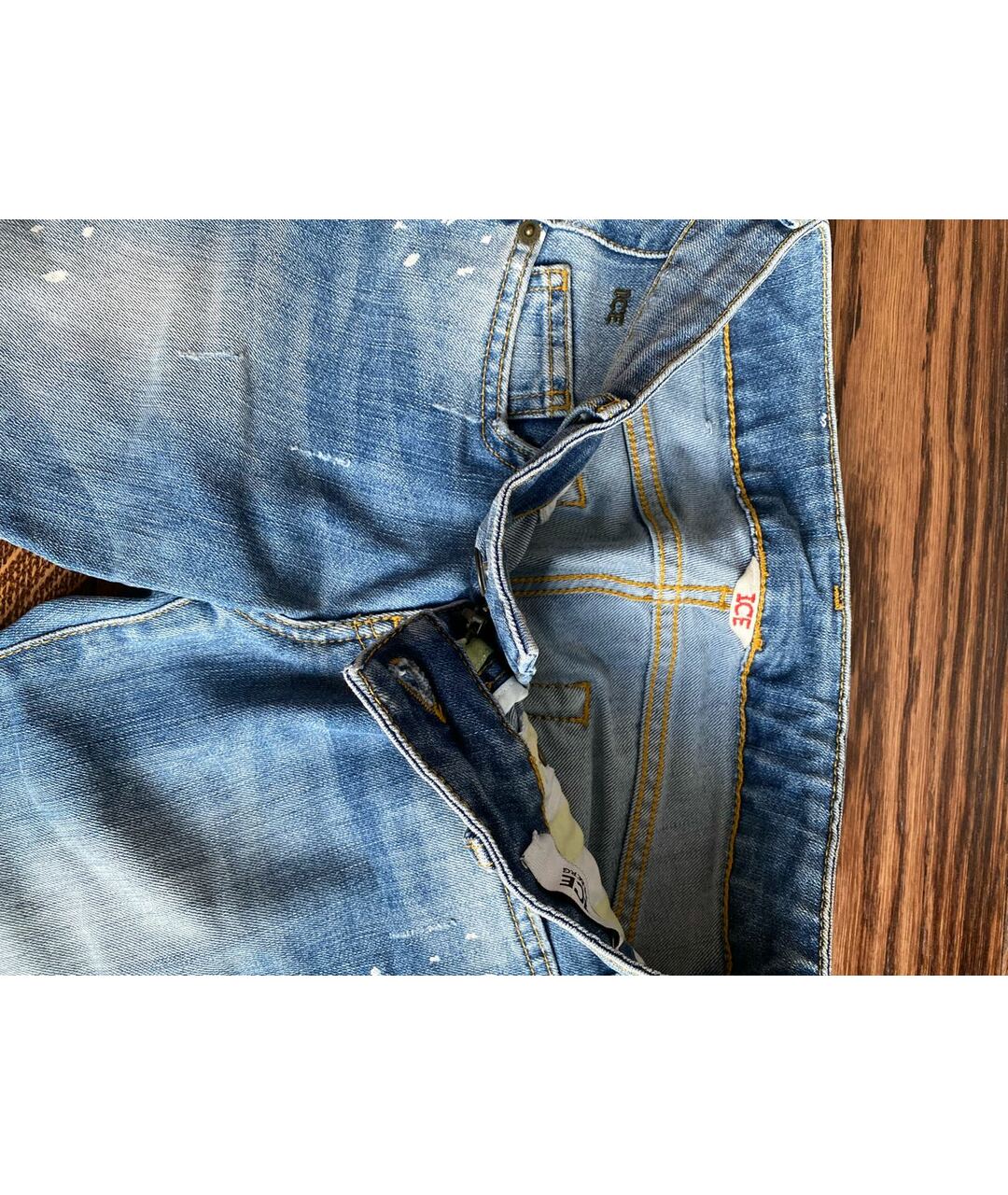 ICEBERG Голубые хлопко-эластановые прямые джинсы, фото 3